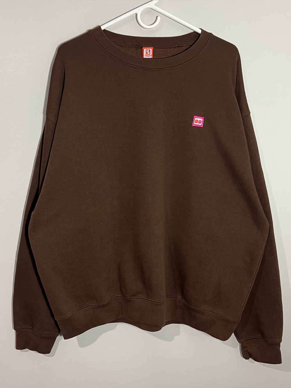 Dunkin Donuts Coffee Logo Brown Long Sleeve Pullover Sweatshirt Adult XL